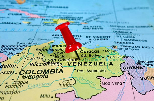 pushpin marking on Venezuela map